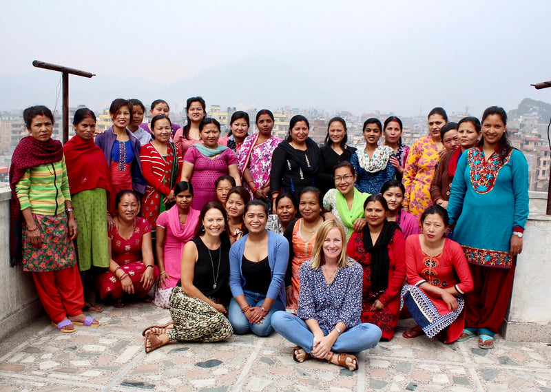 Fiona Chadwick and Monique Rattray-Wood with the Pashom team in Nepal