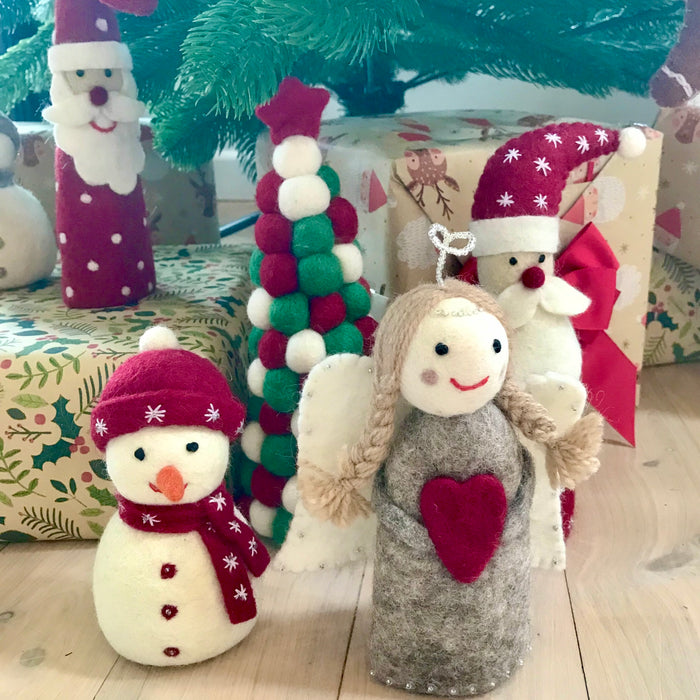 Christmas standing santa - blue, natural and red - Pashom