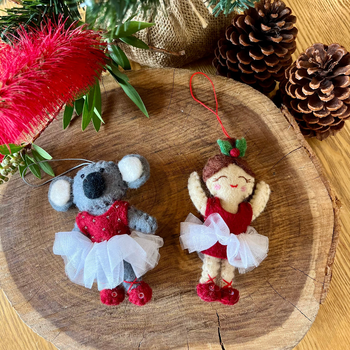Handmade felt Christmas ballerina decoration