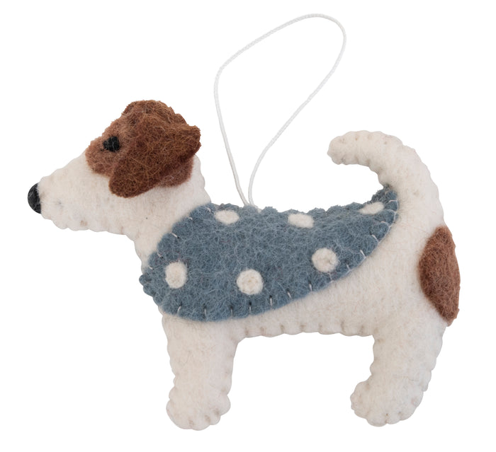 Christmas beagle in blue coat - Pashom
