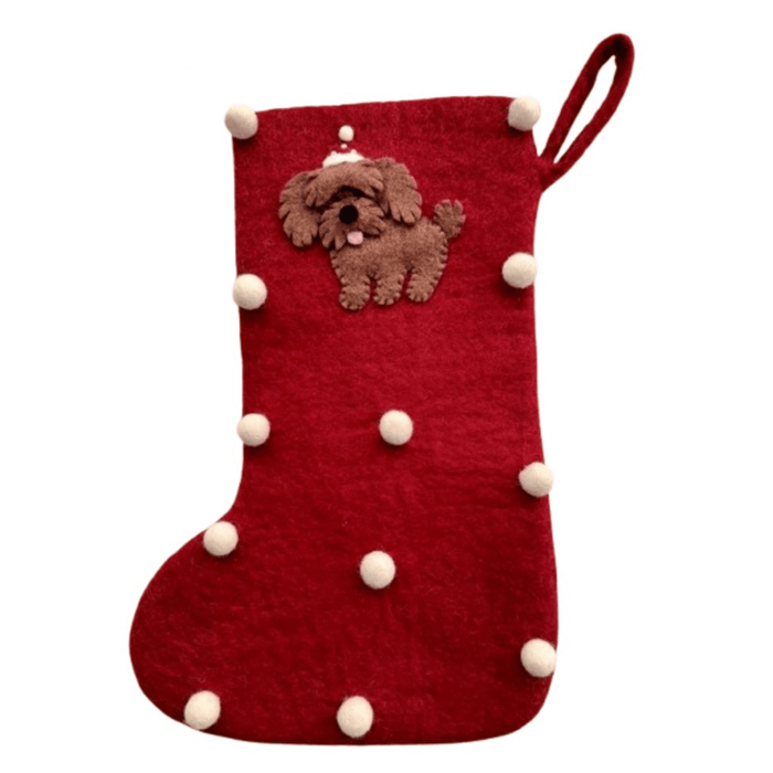 Christmas Stocking with Cavoodle – Handmade Felt - Pashom