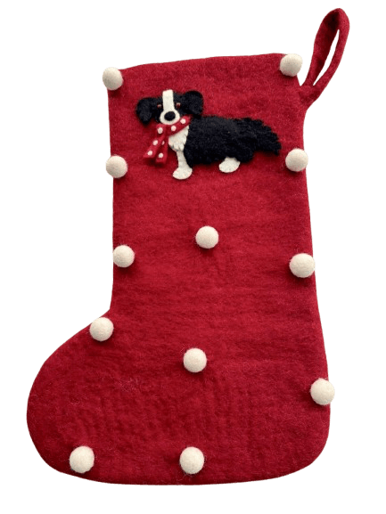 Christmas Stocking with Collie – Handmade Felt