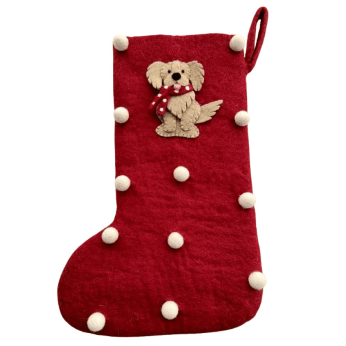 Christmas stocking with retreiver dog applique