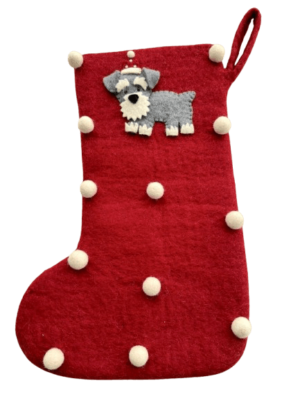 Christmas Stocking with Schnauzer – Handmade Felt