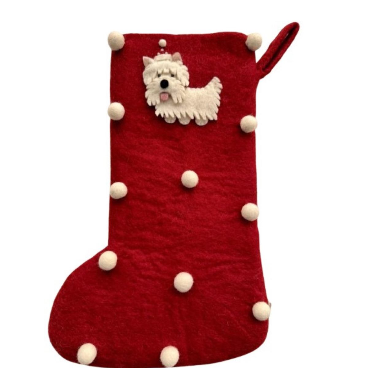 Christmas Stocking with Westie Terrier – Handmade Felt