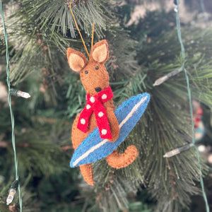Kangaroo with surfboard Christmas tree decoration - Pashom