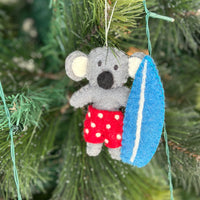 Christmas Koalas with Surfboard and bikini