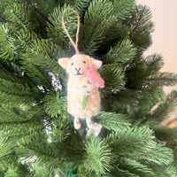 Sheep with Flowers Felt Christmas Decoration