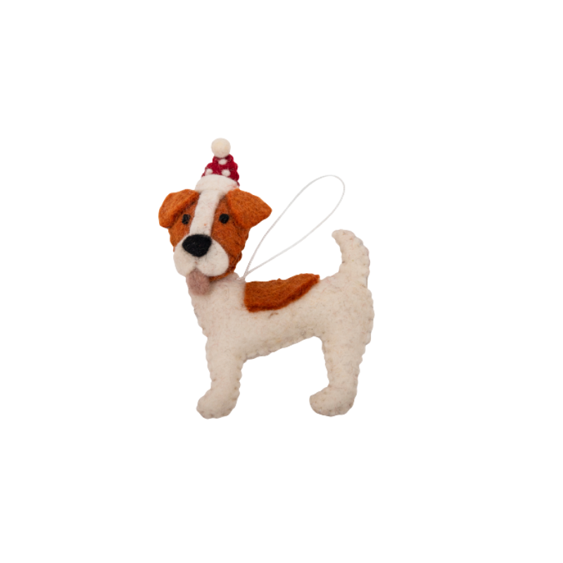 Jack Russel w hat Christmas decoration