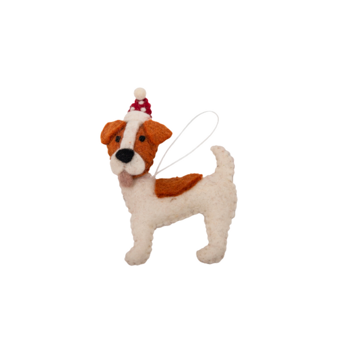 Jack Russel w hat Christmas decoration