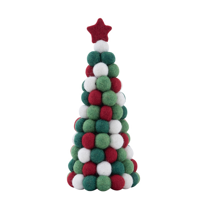 Felt ball tree – red/white/ green 25cm x 13cm