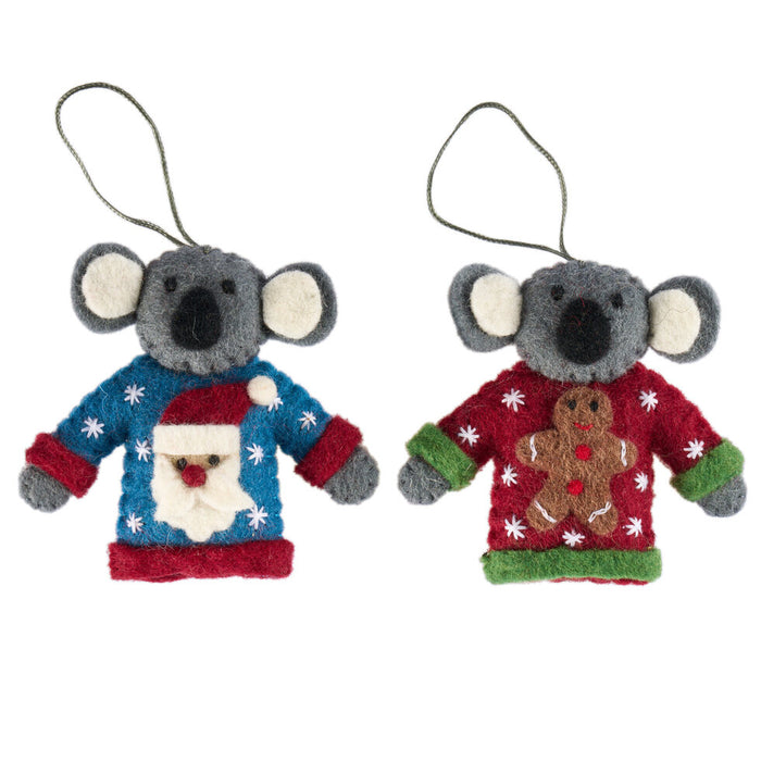 Koalas in Christmas sweaters