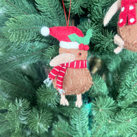 Kiwi bird Christmas decoration with holly