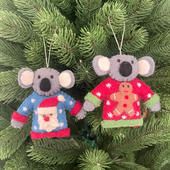 Koalas in Christmas sweaters | Felt decoration - Pashom