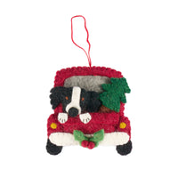 Christmas Collie in truck