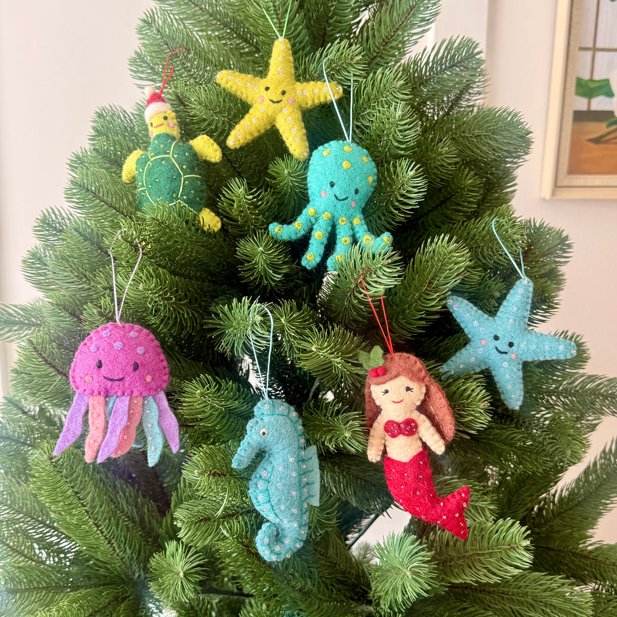 Sea Creature Christmas Decorations – Turtle, Octopus & Jellyfish