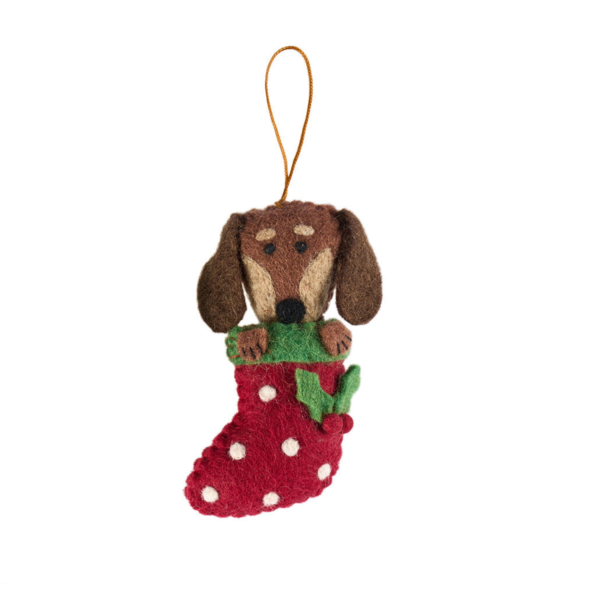 Dachshund in stocking Christmas decoration
