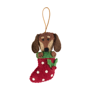 Dachshund in stocking Christmas decoration