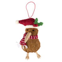 Kiwi bird Christmas decoration with holly