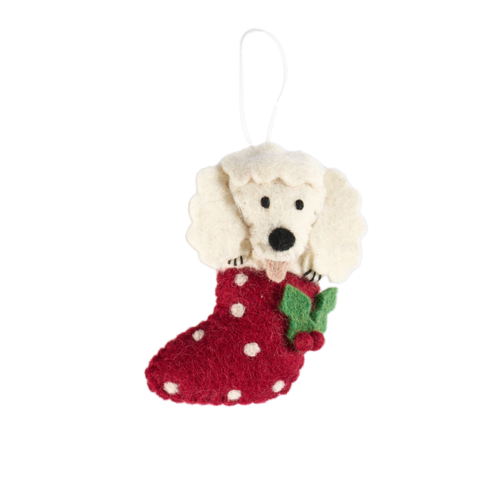 Poddle in stocking Christmas decoration - Pashom