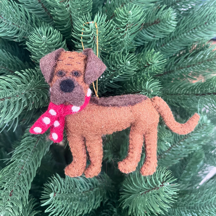 Ridgeback Christmas decoration, handmade felt ornament, dog-themed holiday decor, perfect for Christmas tree.