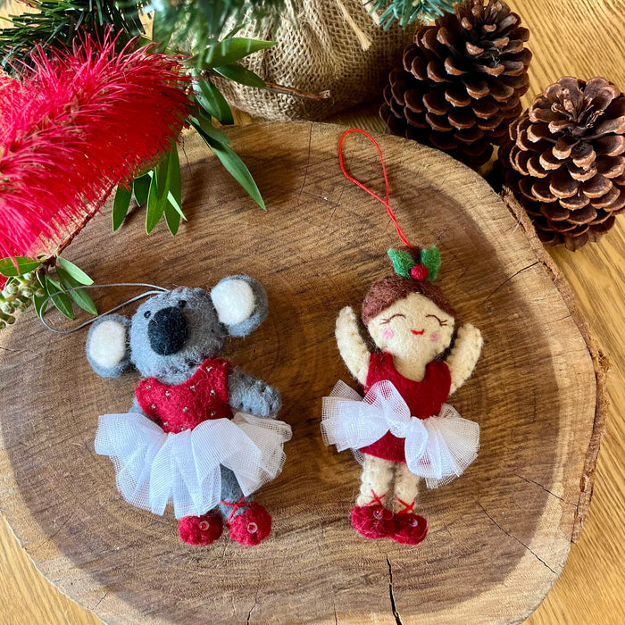 Handmade felt Christmas ballerina decoration