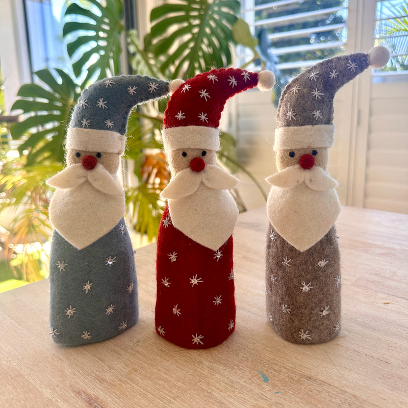 Christmas standing santa - blue, natural and red