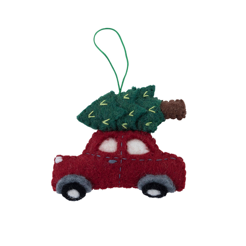 Car with Christmas tree