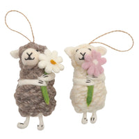 Sheep with Flowers Felt Christmas Decoration