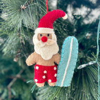 Santa with Surfboard on Xmas tree - Pashom