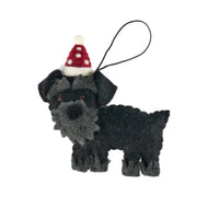 Black Schnauzer in Christmas hat decoration - Pashom