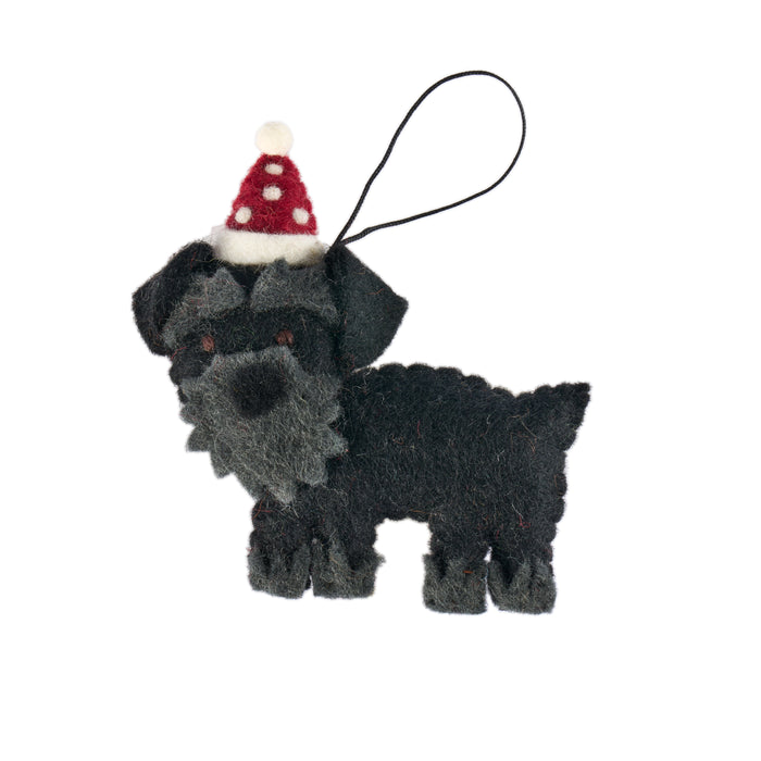 Black Schnauzer in Christmas hat decoration - Pashom