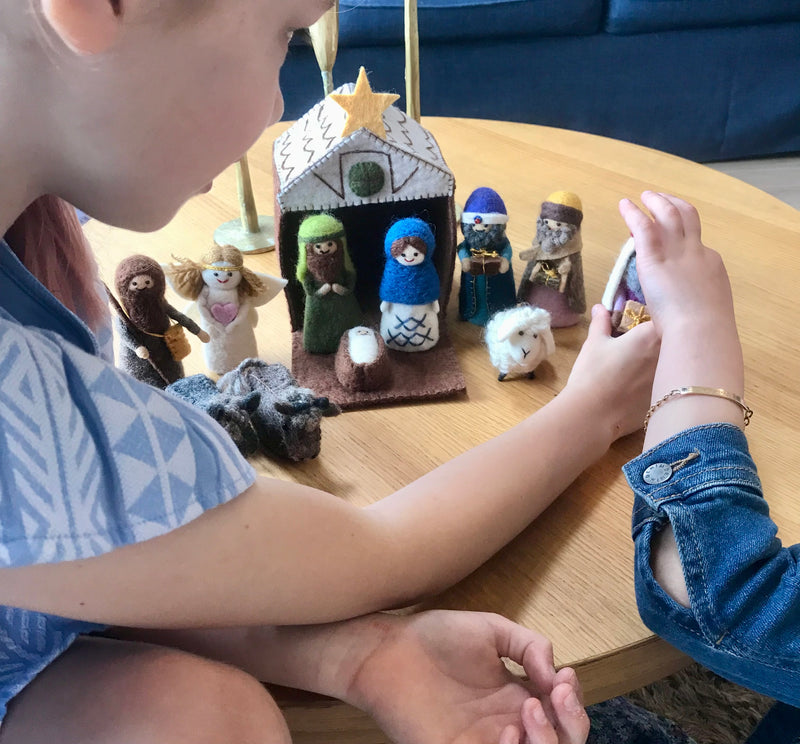 Coloured Handmade Christmas nativity set