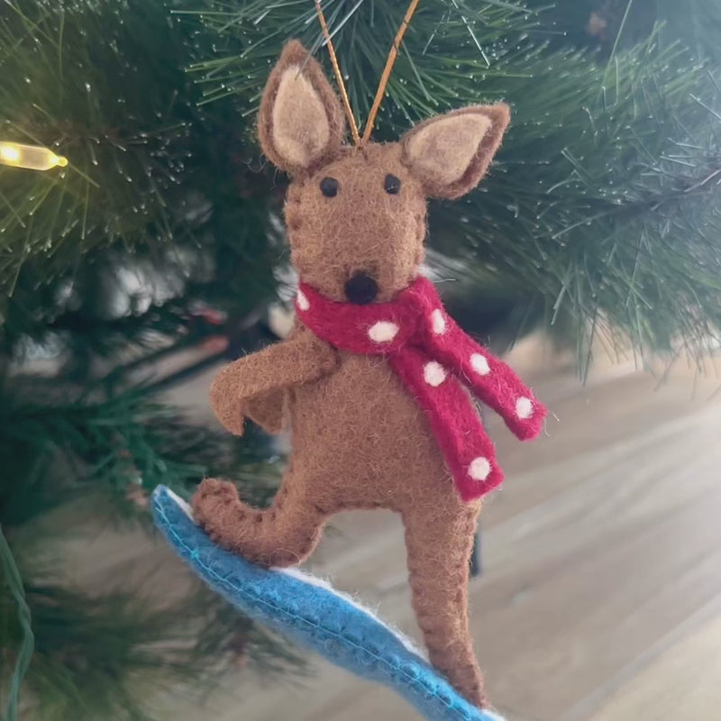 Surfing Kangaroo Christmas Decoration