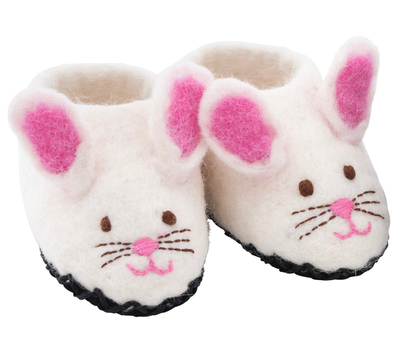 Sweet bunny Slippers Shoes -  white, size 3 & 4 - Pashom