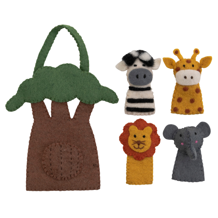 African Animal Finger Puppet Play Bag - Pashom