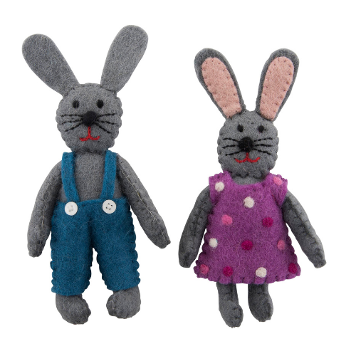 Bunny Toys - Boy & Girl - Grey - Pashom