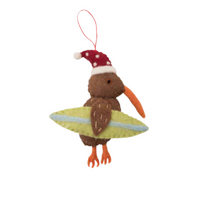 Pashom Christmas kiwi bird with surfboard