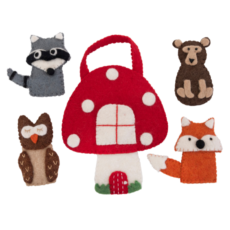 Mushroom Finger Puppet Play Bag - Pashom