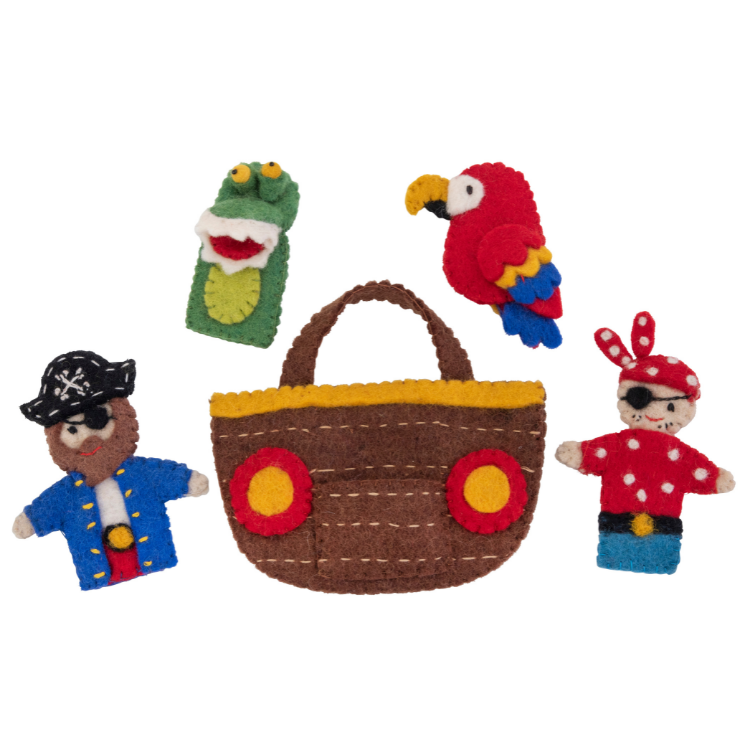 Pirate Ship Finger Puppet Play Bag - Pashom