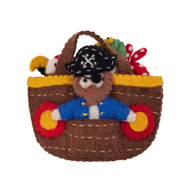 Pirate Ship Finger Puppet Play Bag - Pashom