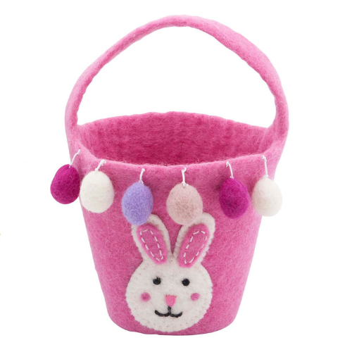Easter Basket with Bunny patch face - pink - Pashom