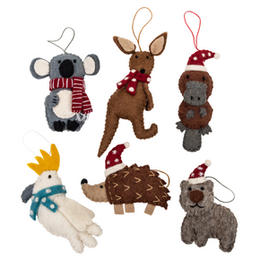 Set of 6 - Australian Animal Christmas decorations - Pashom
