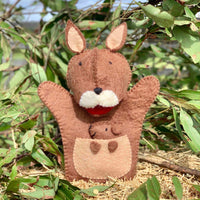 Kangaroo hand puppet hand pressed safe kids