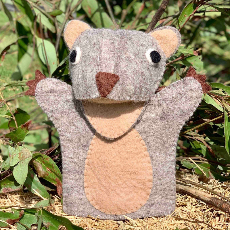 Wombat hand puppet wool handmade
