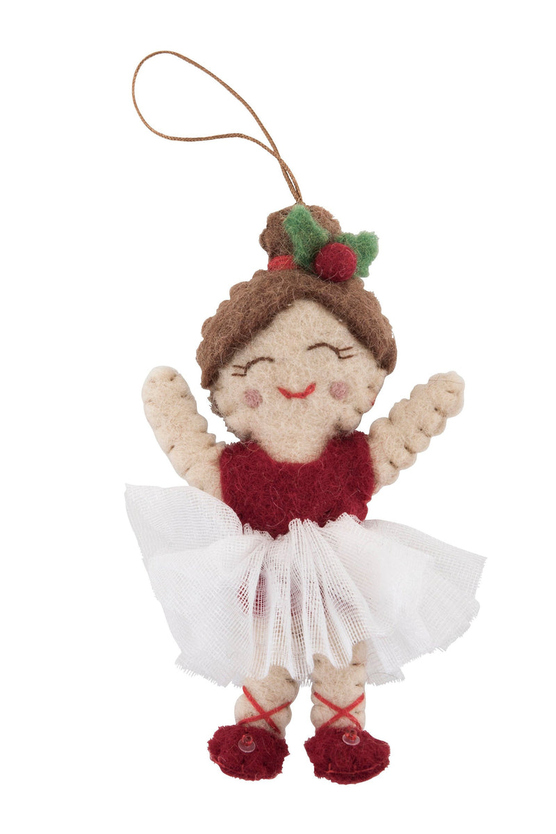 Handmade felt Christmas ballerina decoration