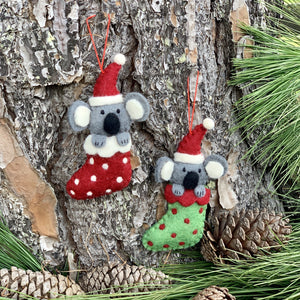 Koala in boot Christmas tree decoration - Red Boot - 